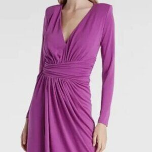 NWT 🦋 Express 🌸 Women's Purple Ruched Long Sleeve Cocktail Party Dress XS